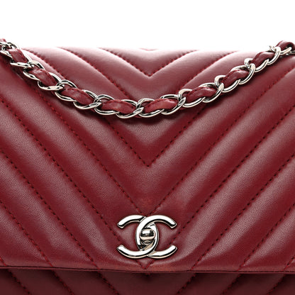 Chanel Lambskin Chevron Quilted Large Surpique Flap Dark Red 5 of 12