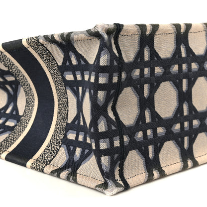 Christian Dior Canvas Macrocannage Embroidered Medium Book Tote Beige Blue 9 of 10