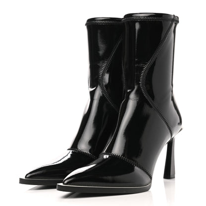 Fendi Glossy Neoprene FFrame Ankle Boots 37.5 Black 3 of 8