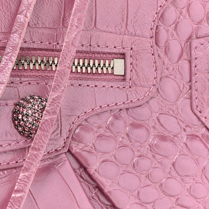 Balenciaga Metallic Extra Supple Calfskin Crystal Crocodile Embossed Small Le Cagole Shoulder Bag Pink 8 of 12