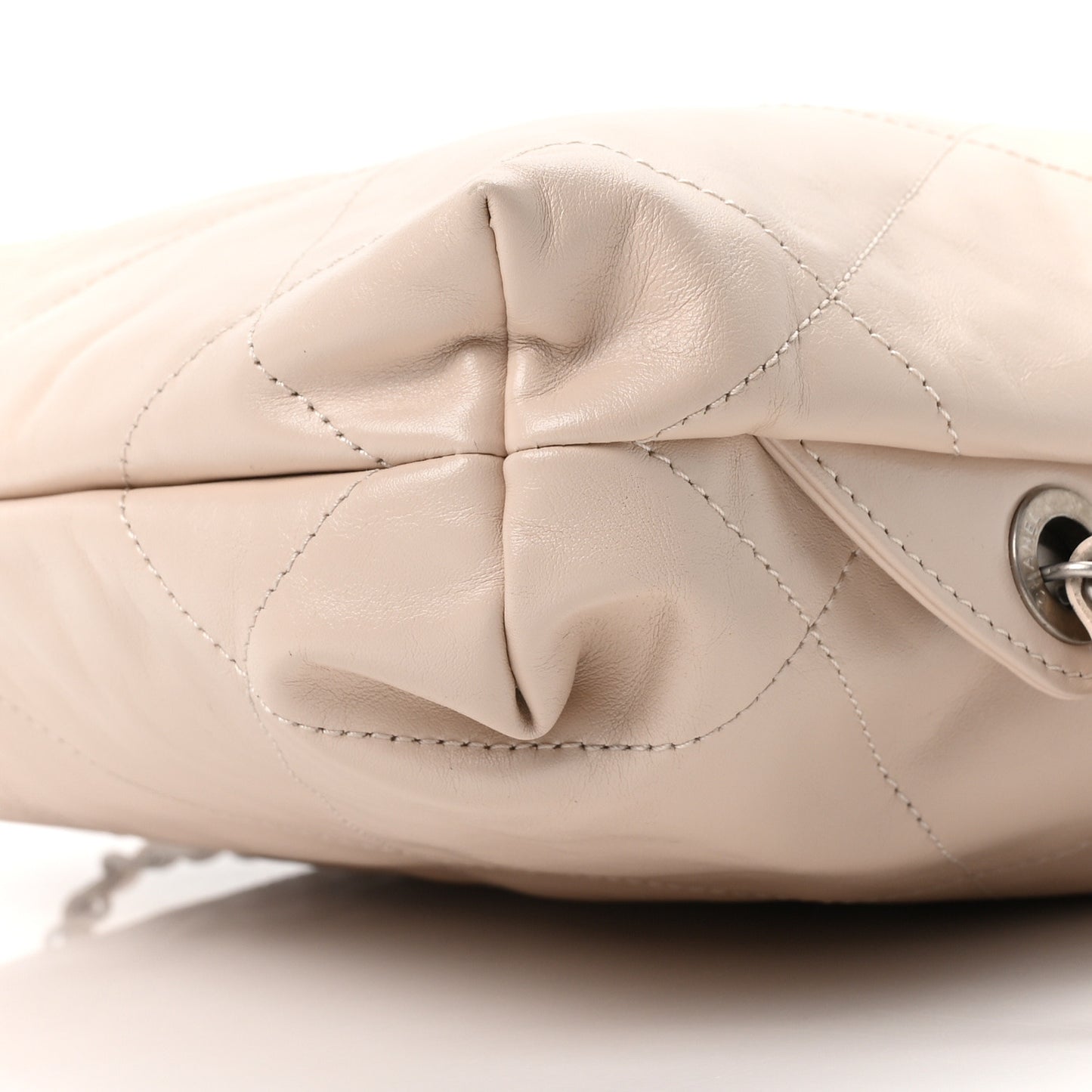 Shiny Calfskin Quilted Chanel 22 Backpack Beige