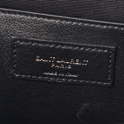 Saint Laurent Grain De Poudre Textured Mixed Matelasse Triquilt Medium Monogram Satchel Black 7 of 7