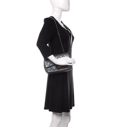 Chanel Iridescent Goatskin Quilted Small Double Carry Waist Chain Flap Purple 3 of 12