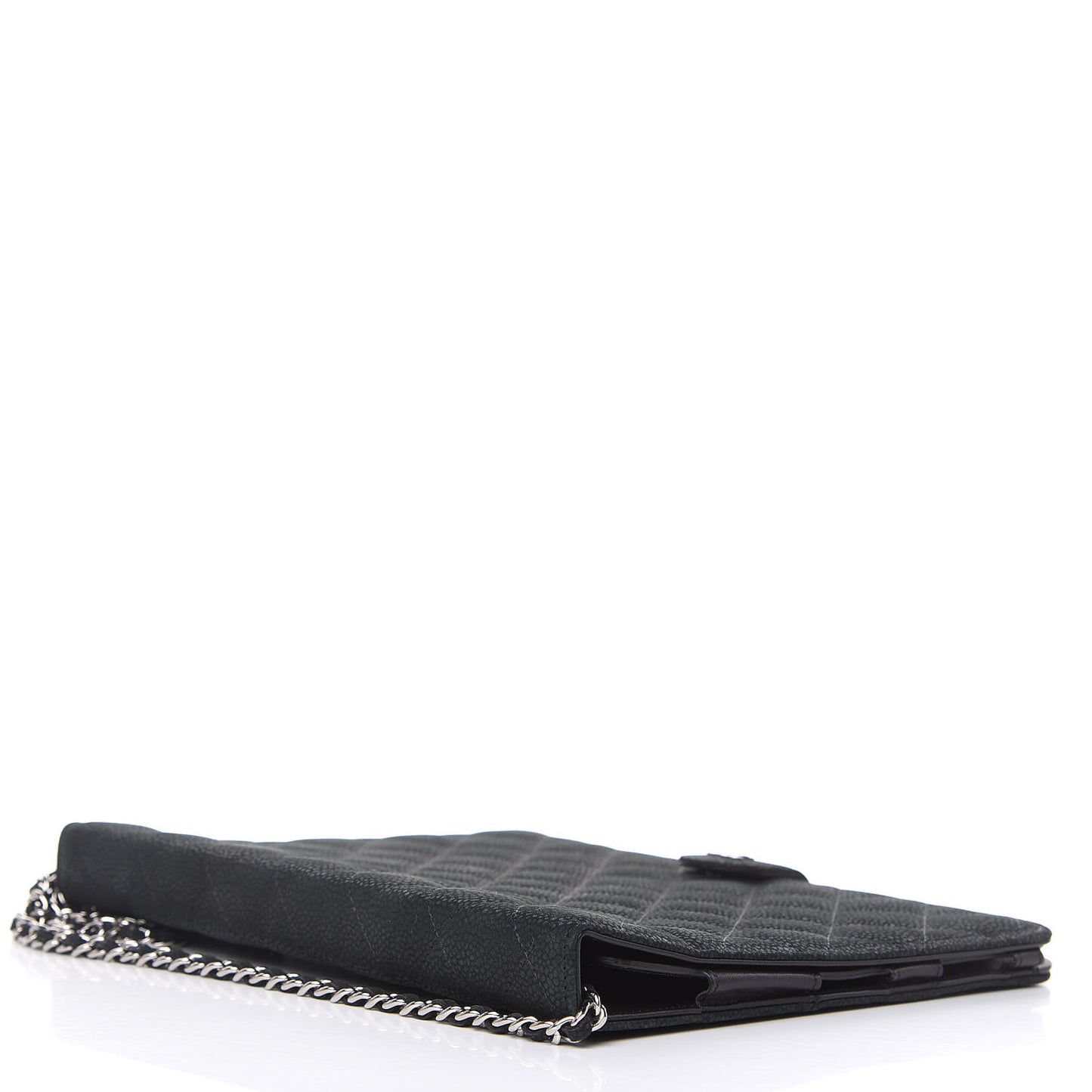 Iridescent Caviar Quilted Crossbody iPad Holder Black