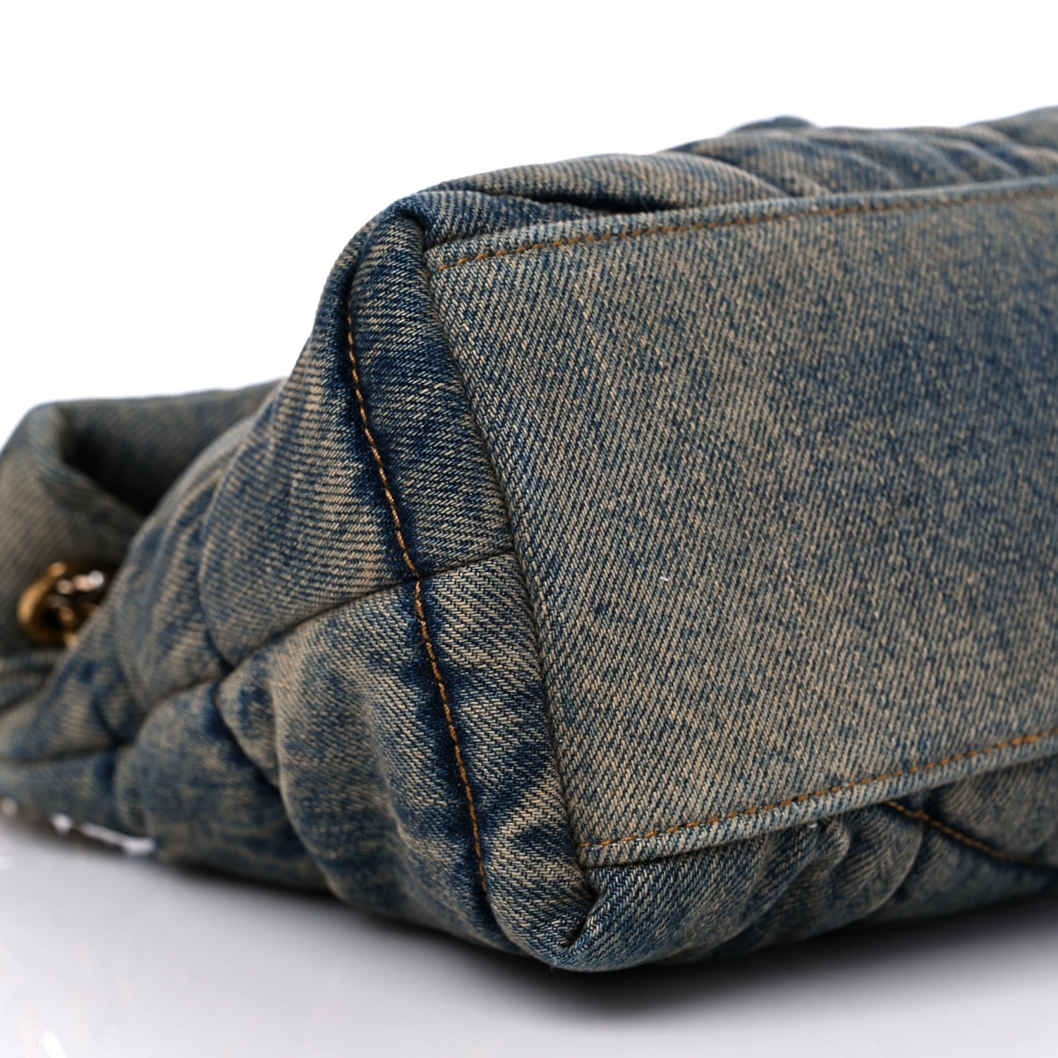 Saint Laurent Denim Quilted Small Loulou Puffer Monogram Chain Satchel Rodeo Blue 8 of 10