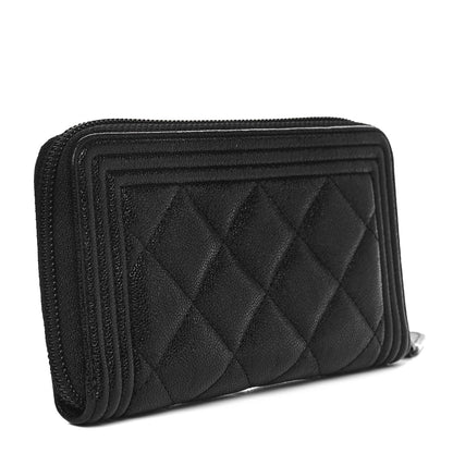 Chanel Caviar Quilted Small Boy Zip Around Wallet Black 3 of 10