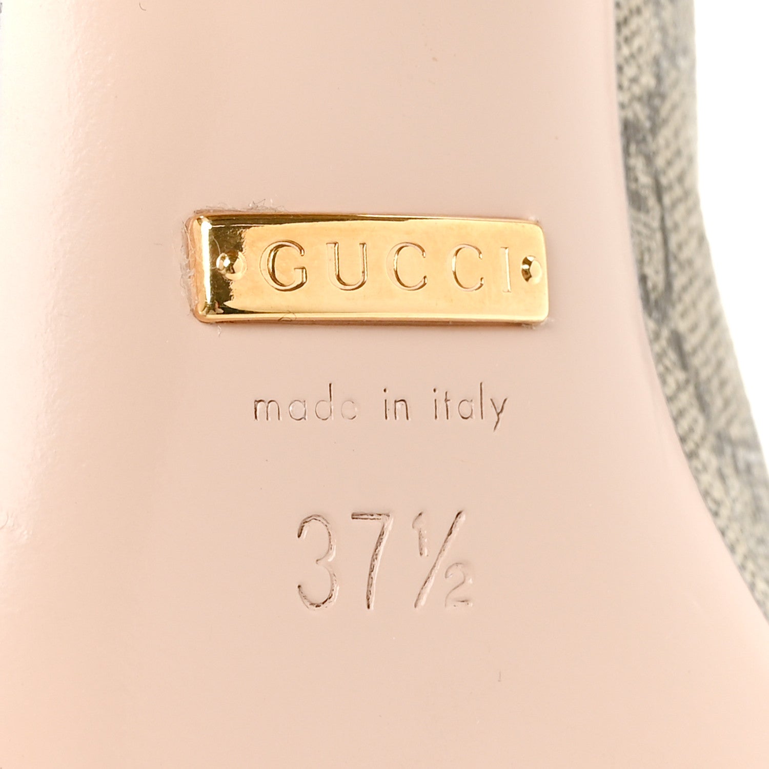 Gucci GG Supreme Monogram Malaga Kid Blondie Pumps 37.5 Beige Ebony New Acero 8 of 10