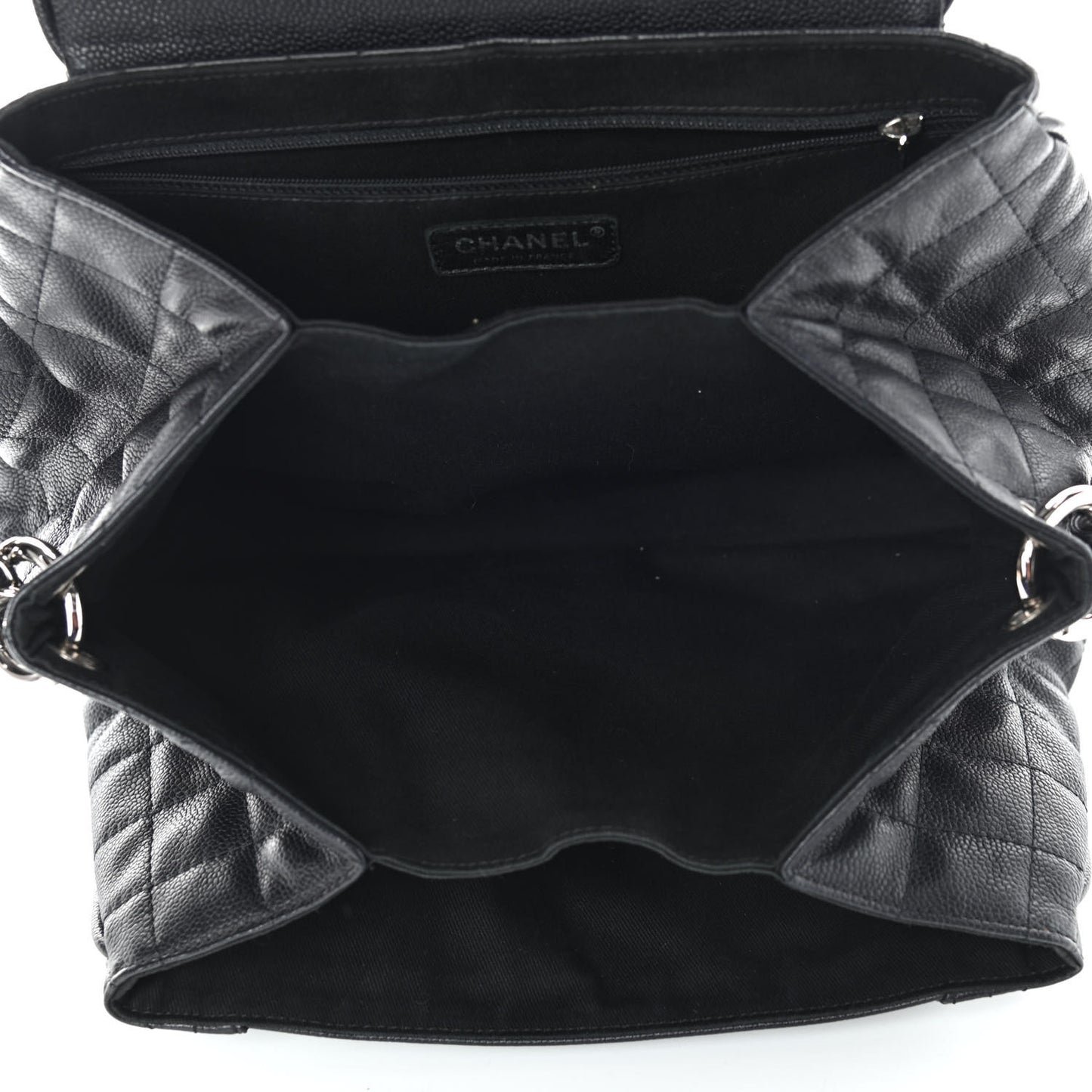 Caviar Quilted Timeless Accordion Flap Black