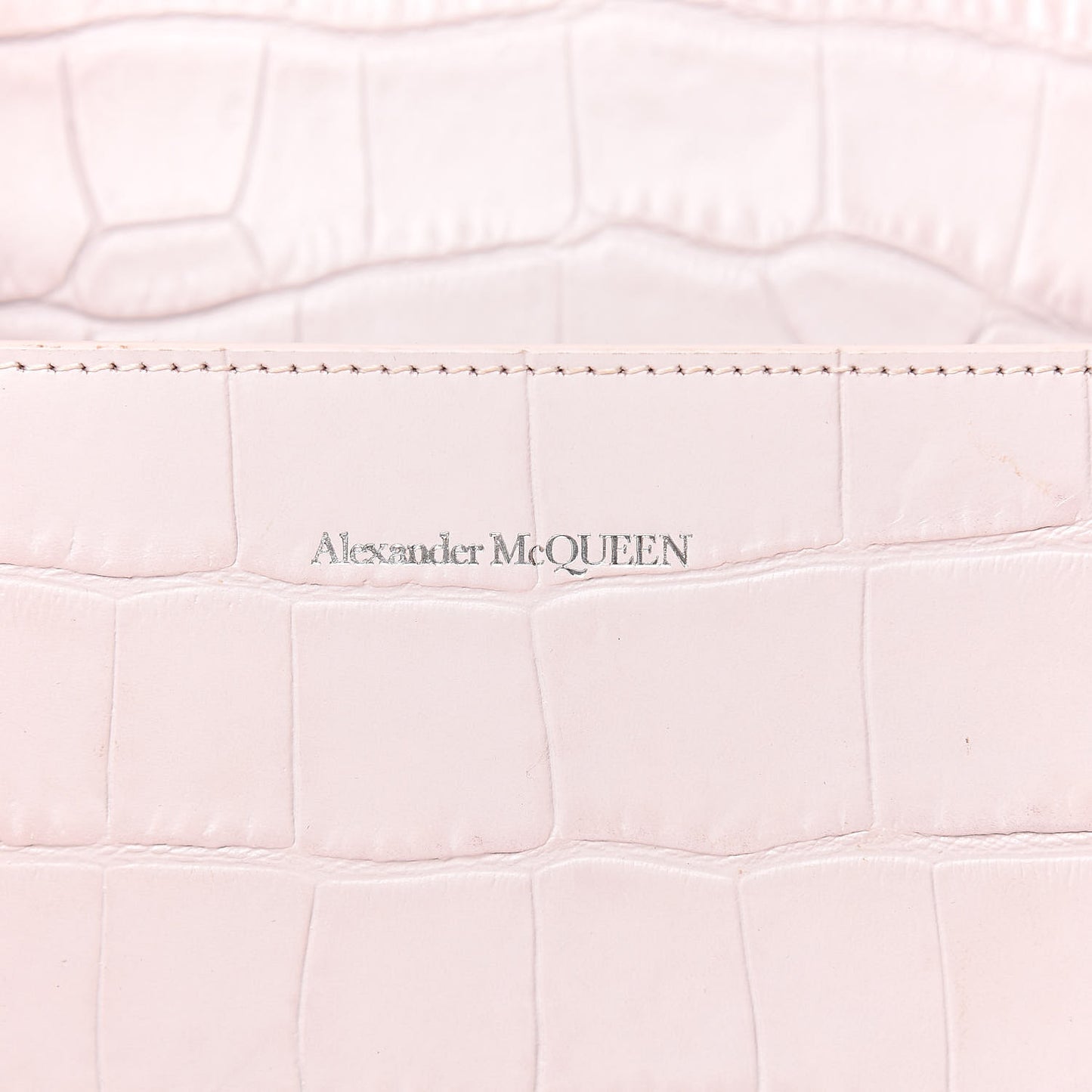 Calfskin Crocodile Embossed Knuckle Shoulder Bag Light Pink