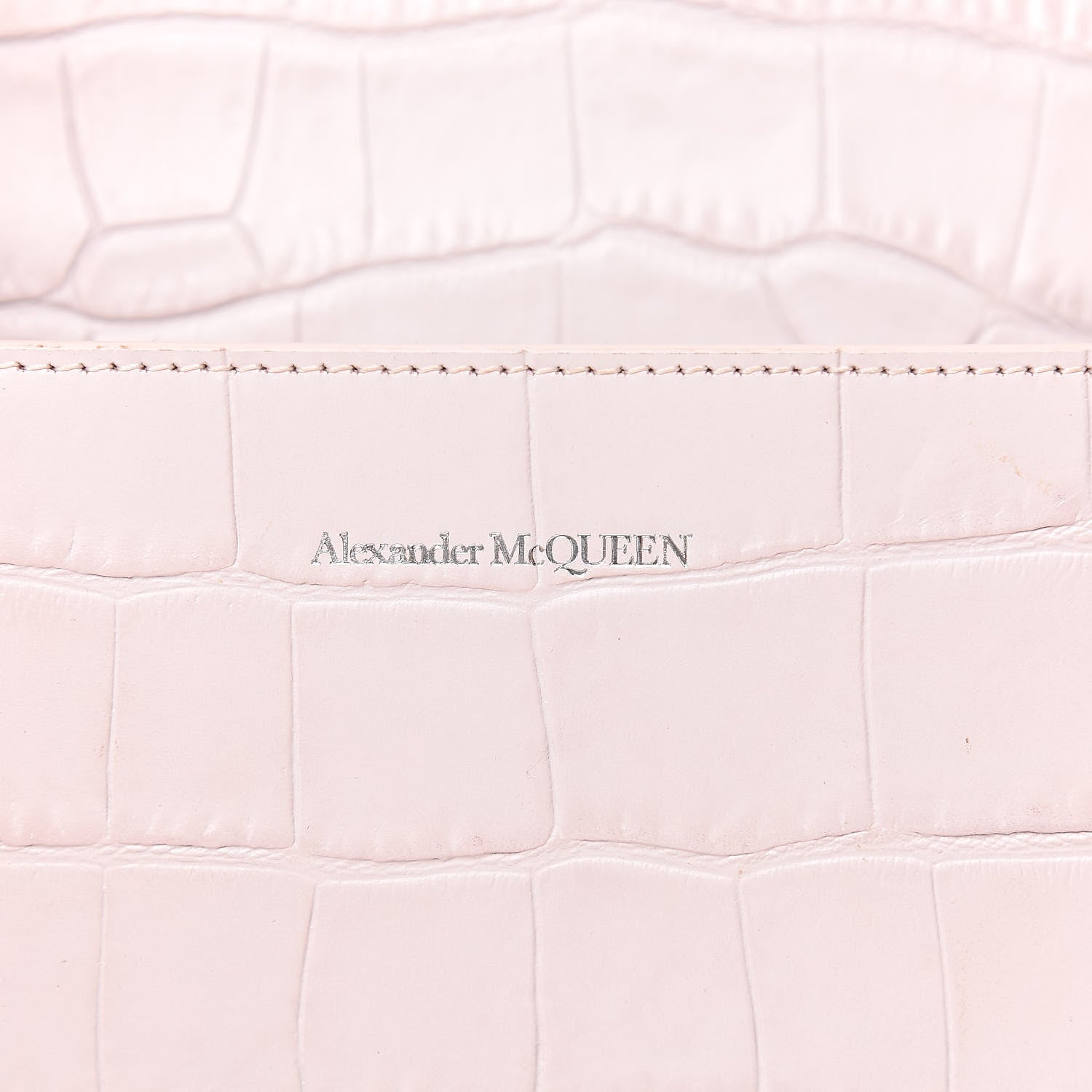 Alexander McQueen Calfskin Crocodile Embossed Knuckle Shoulder Bag Light Pink 6 of 14