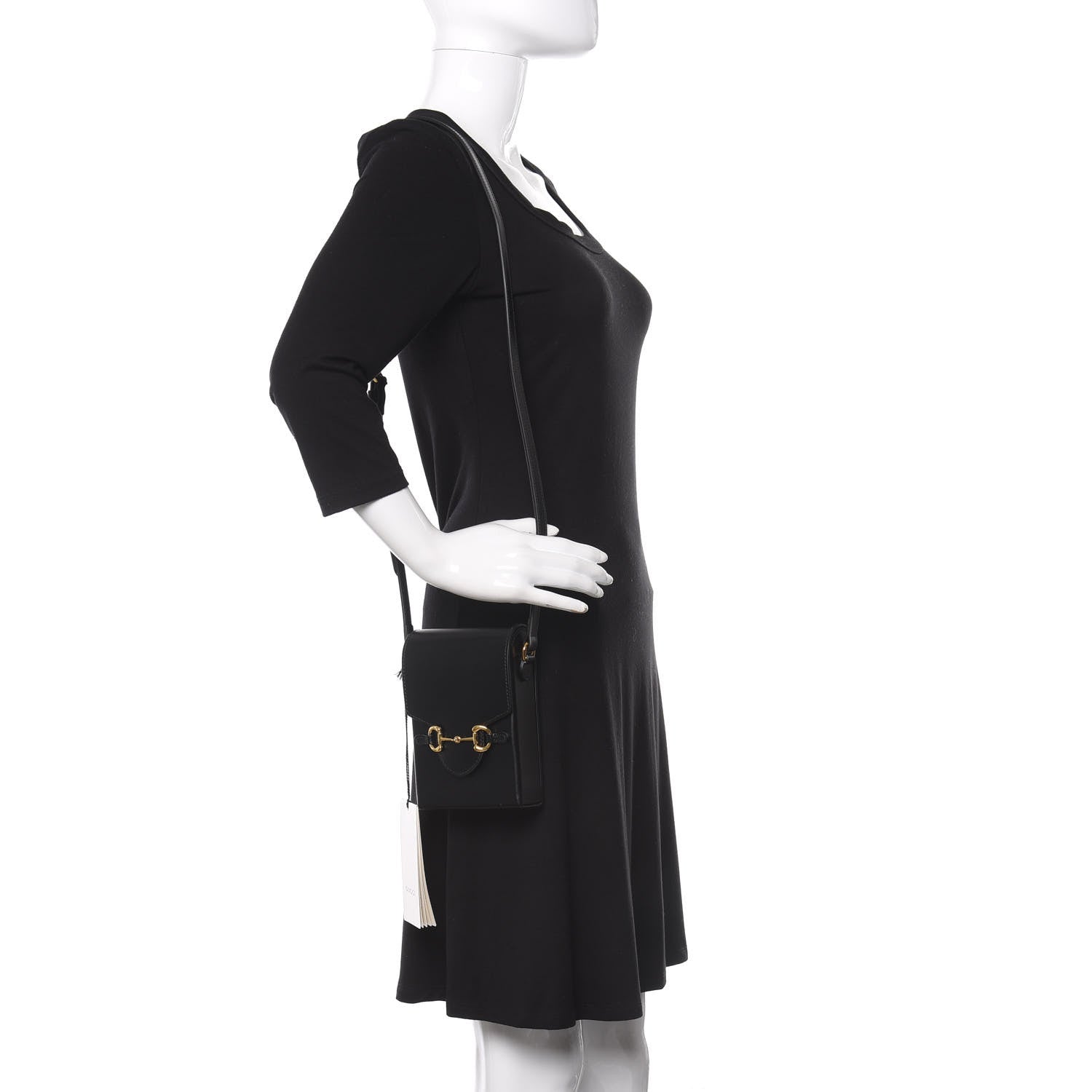 Gucci Boarded Plutone Calfskin Mini Horsebit 1955 Crossbody Bag Black 2 of 9