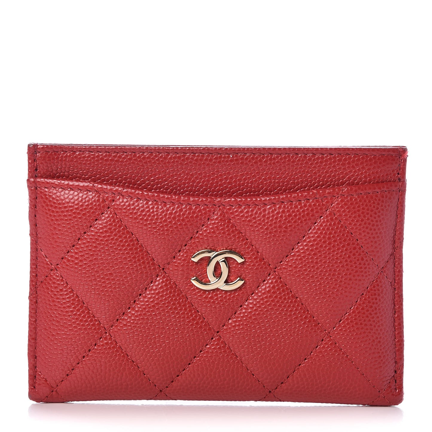 Caviar Quilted Card Holder Red