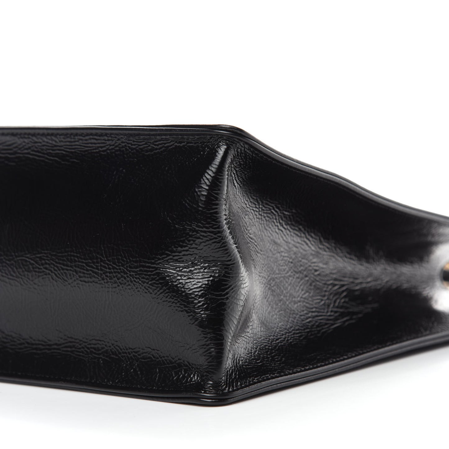 Shiny Aged Calfskin Shopping Bag Black