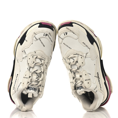Balenciaga Technical Fabric Allover Logo Mens Triple S Sneakers 41 White Black Pink 2 of 8