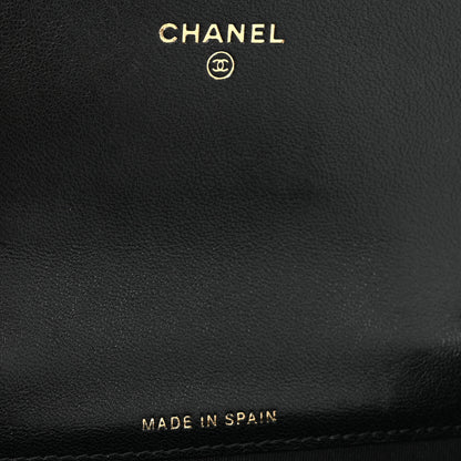 Chanel Sheepskin Chevron Quilted Vintage Mademoiselle Card Holder Black 7 of 10