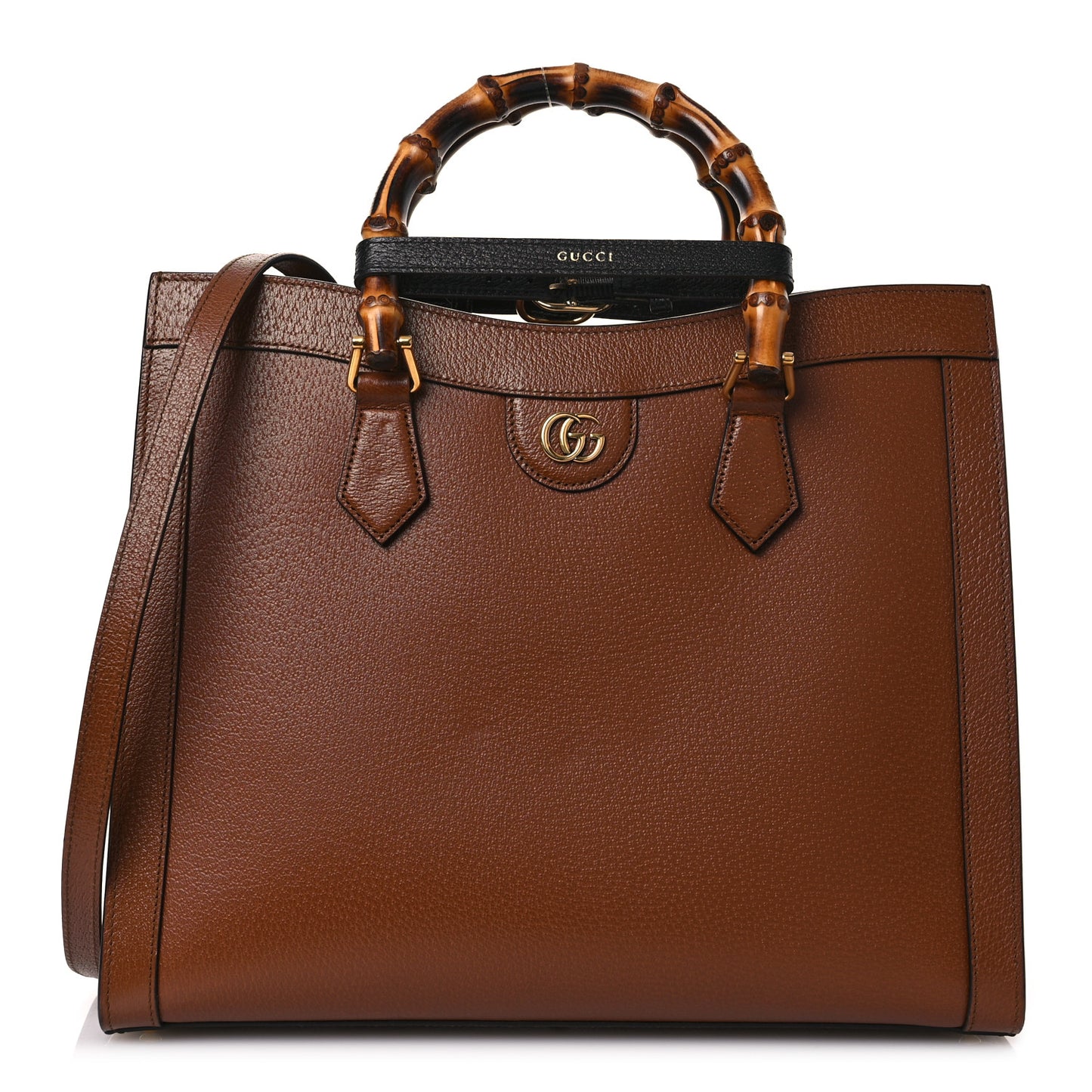 Textured Dollar Calfskin Medium Diana Tote Bag Cuir Black