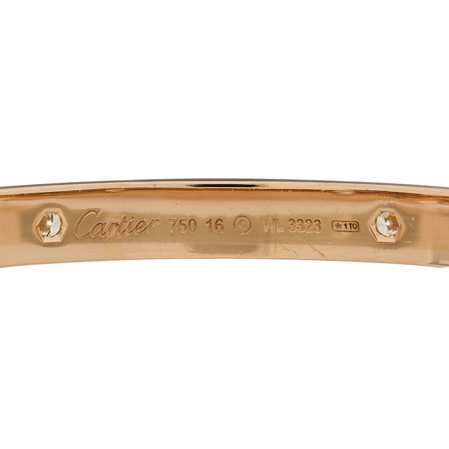 Cartier 18K Pink Gold 4 Diamond LOVE Bracelet 16 5 of 7