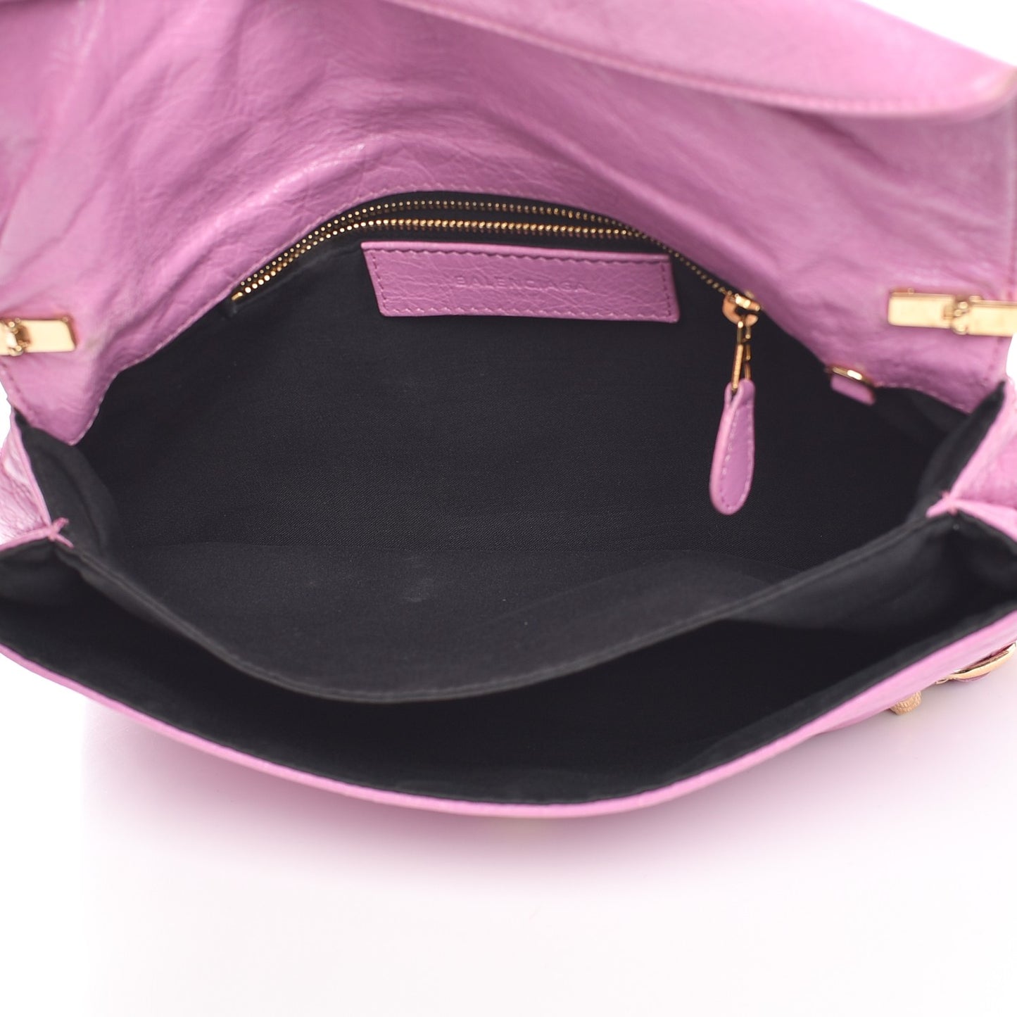 Agneau Giant 12 Gold Hardware Envelope Strap Clutch Rose Berlingot