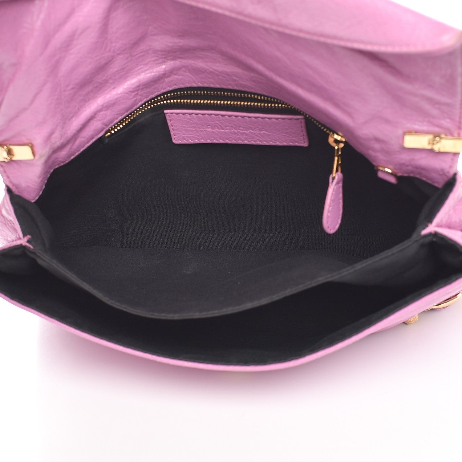 Balenciaga Agneau Giant 12 Gold Hardware Envelope Strap Clutch Rose Berlingot 5 of 11