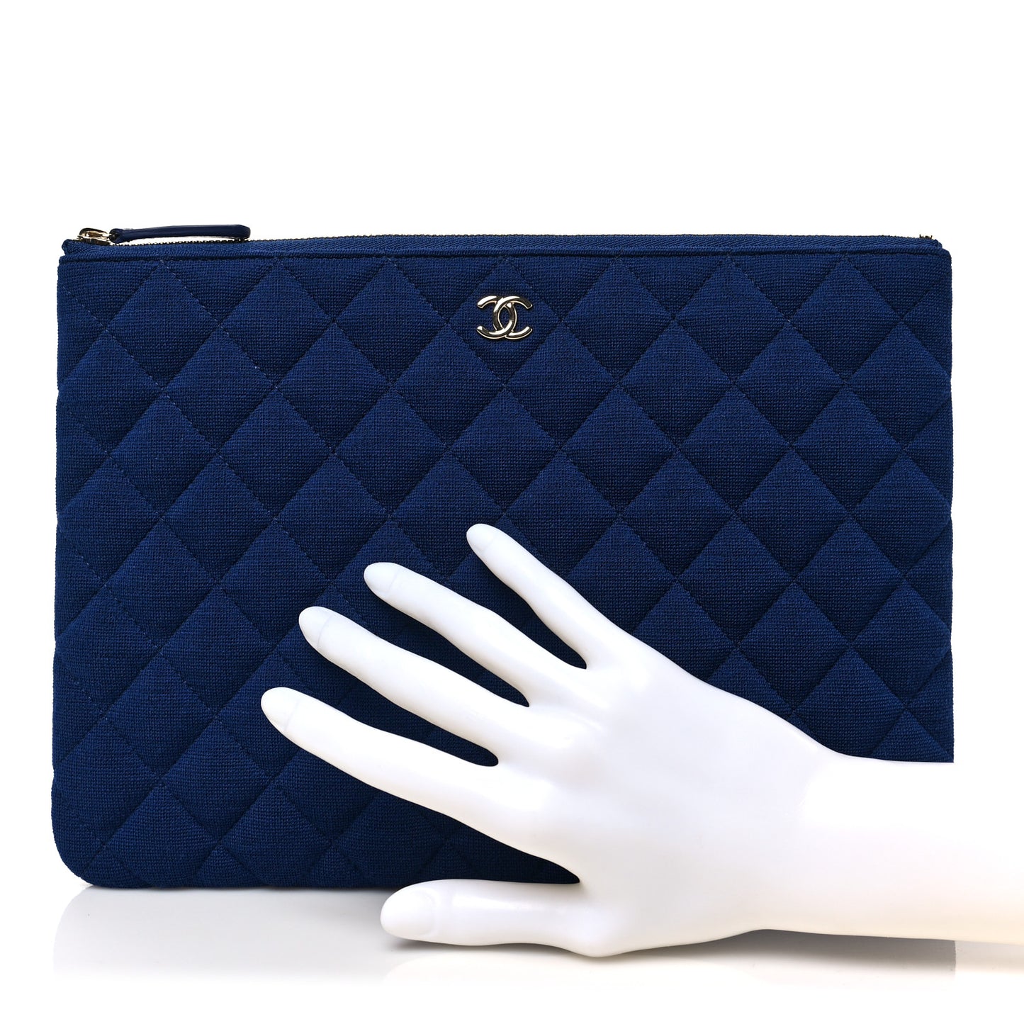 Jersey Quilted Medium Cosmetic Case Blue