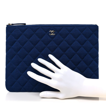 Chanel Jersey Quilted Medium Cosmetic Case Blue 2 of 8