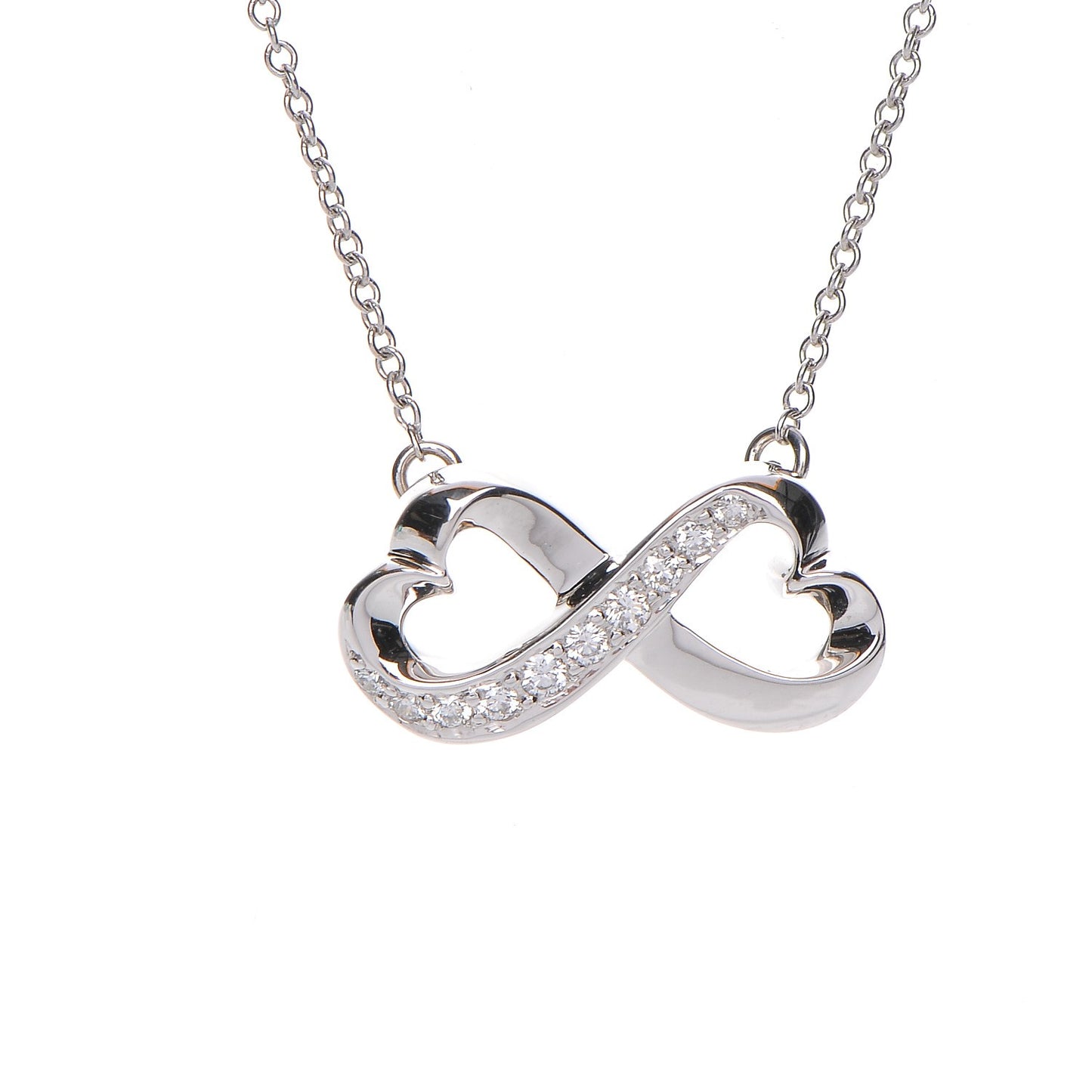 18K White Gold Diamond Paloma Picasso Double Loving Heart Necklace