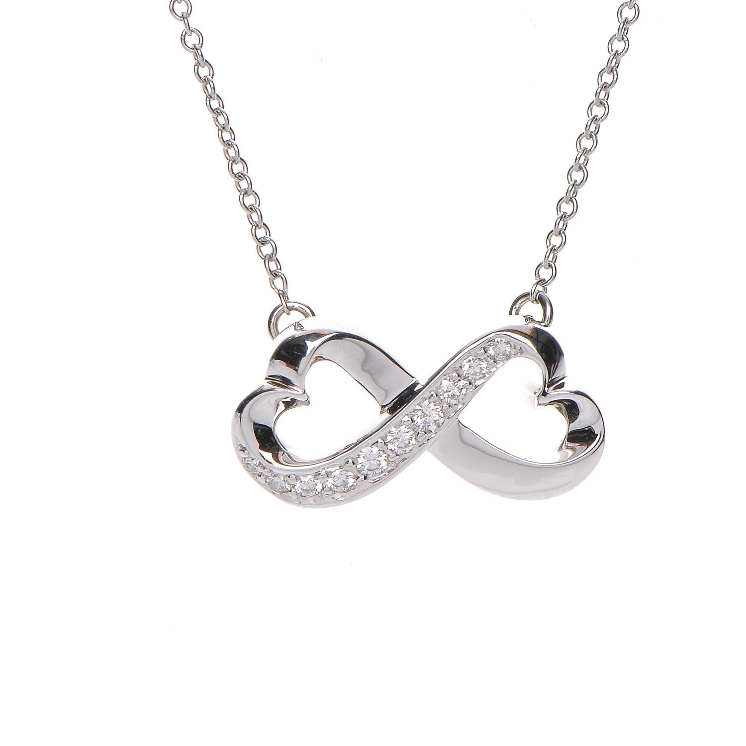 Tiffany 18K White Gold Diamond Paloma Picasso Double Loving Heart Necklace 5 of 11