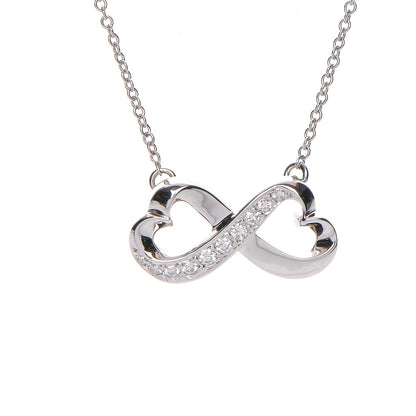 Tiffany 18K White Gold Diamond Paloma Picasso Double Loving Heart Necklace 5 of 11