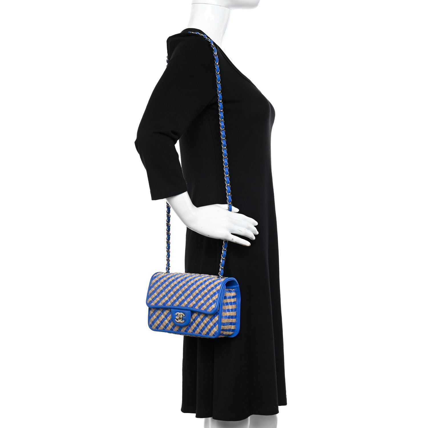Chanel Raffia Jute Striped Small Urban Jungle Single Flap Blue 2 of 11