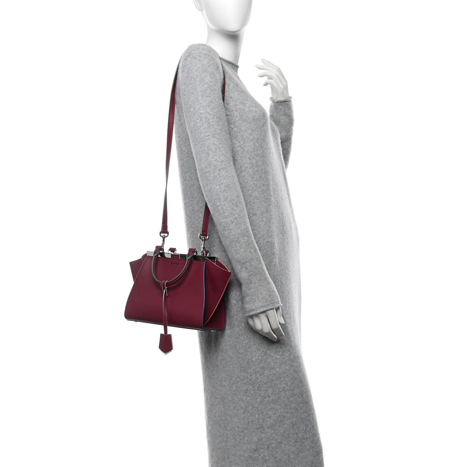 Fendi Vitello Dolce Mini 3jours Tote Black Cherry 2 of 12