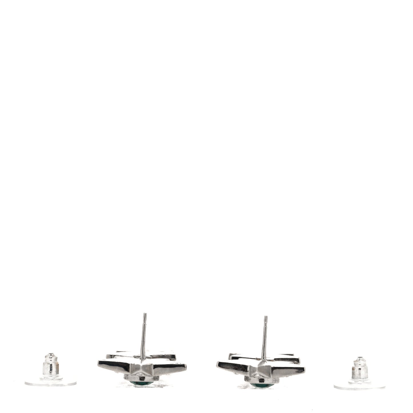 Crystal CC Star Drop Earrings Silver Green