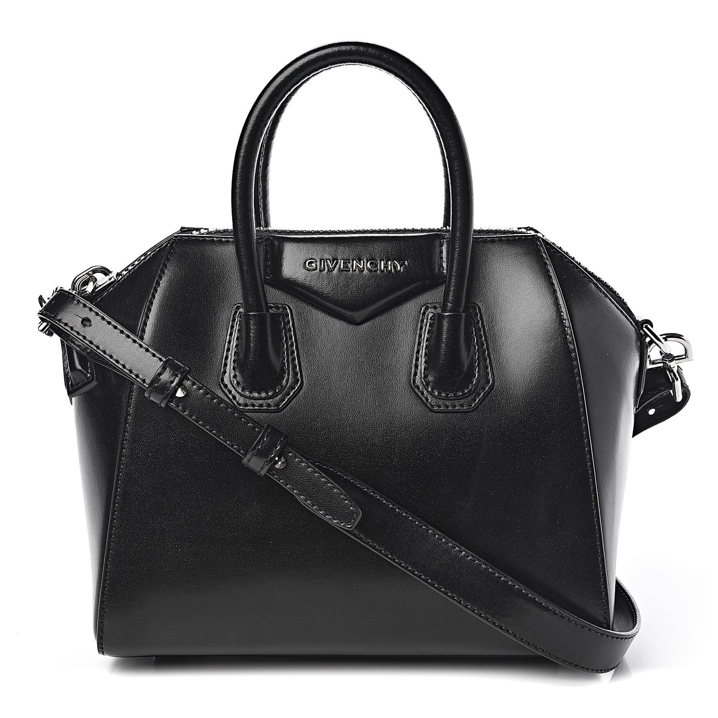 Shiny Lord Calfskin Mini Antigona Black