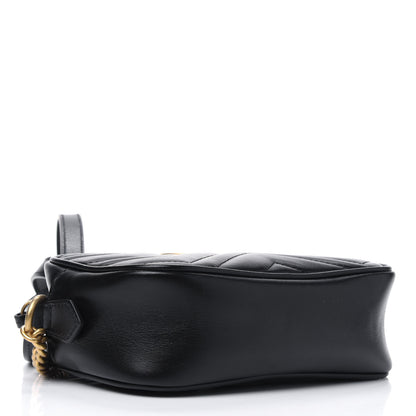 Gucci Calfskin Matelasse Mini GG Marmont Chain Shoulder Bag Black 3 of 6