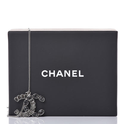 Chanel Baguette Crystal CC Pendant Necklace Silver 6 of 6