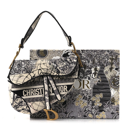 Christian Dior Canvas Embroidered Around the World Saddle Bag Blue 11 of 11