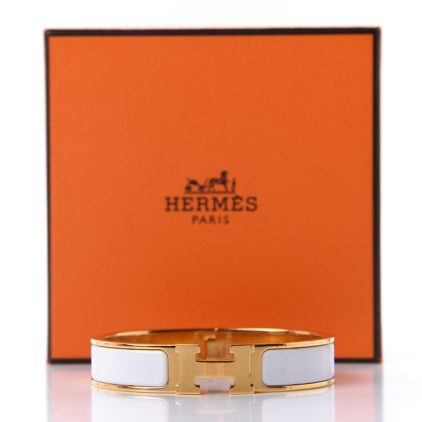 Enamel Narrow Clic Clac H Bracelet White