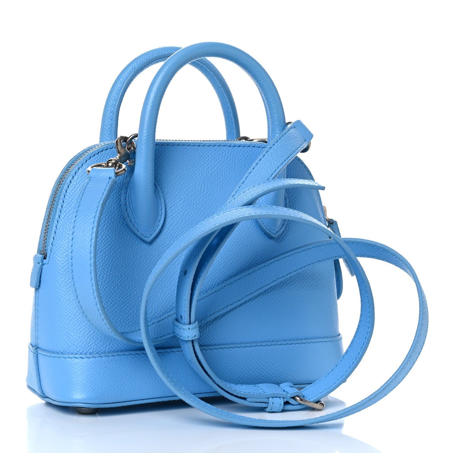 Signature Grained Calfskin Logo XXS Ville Top Handle Bag Baby Blue Black