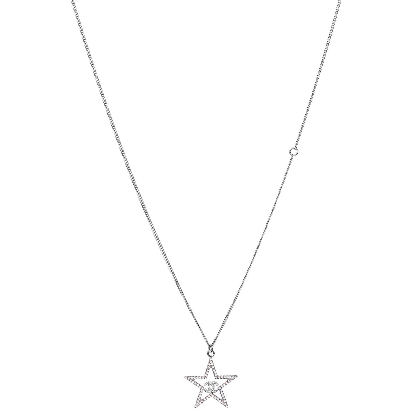 Ruthenium Crystal Star CC Necklace Iridescent Pink