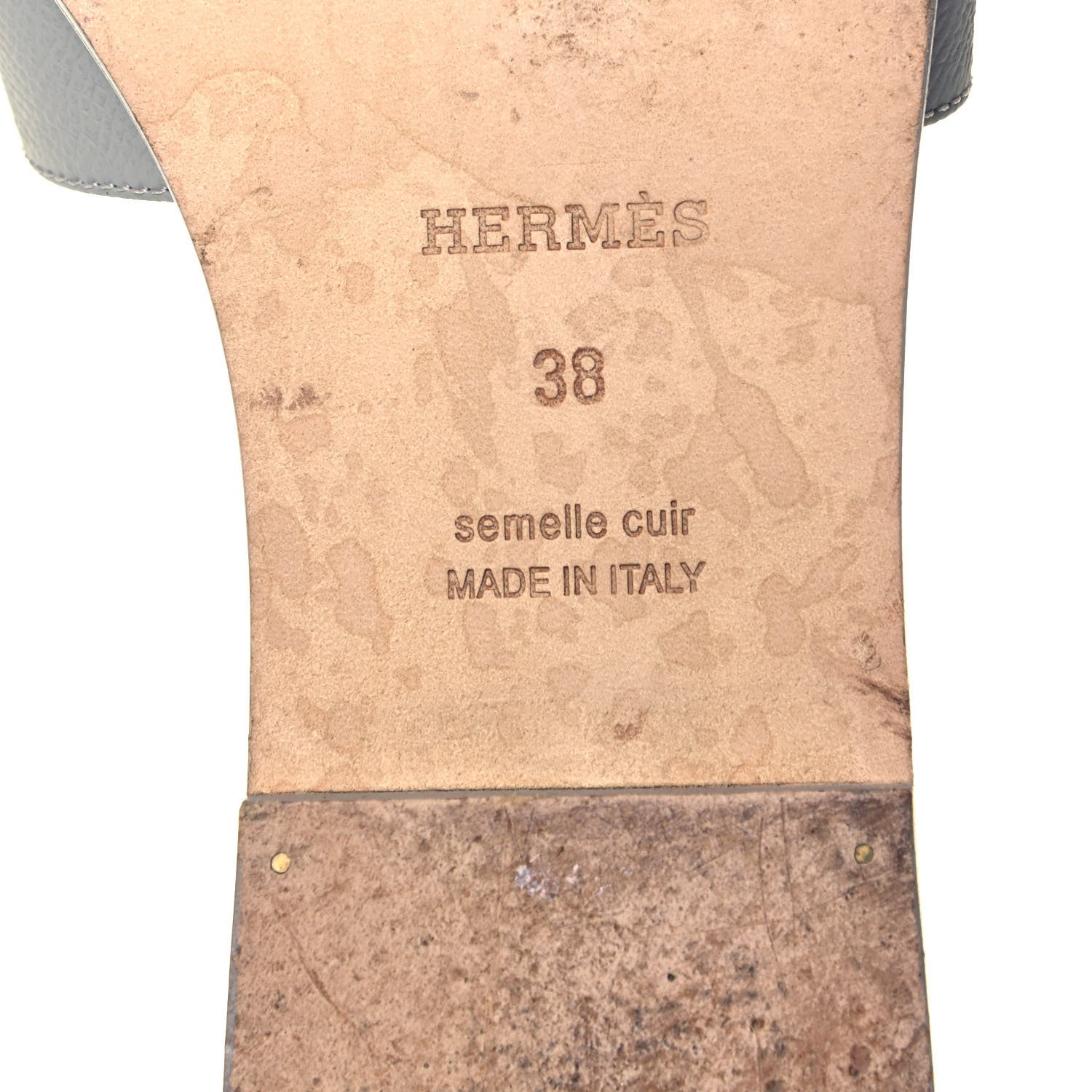Hermes Epsom Oran Sandals 38 Bleu Glacier 6 of 9