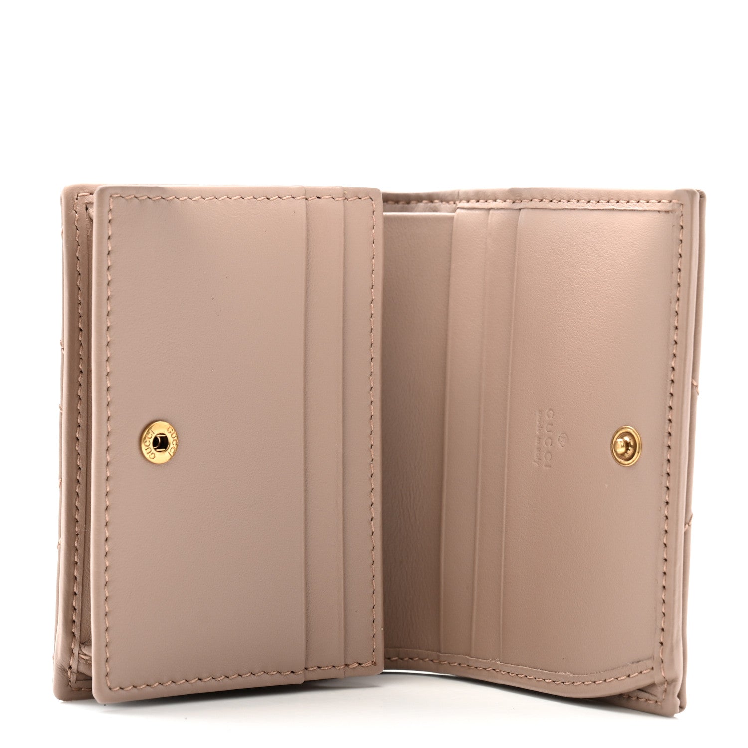 Gucci Calfskin Matelasse GG Marmont Card Case Wallet Porcelain Rose 5 of 8