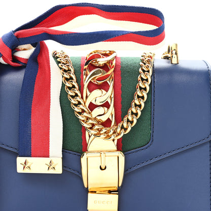 Gucci Calfskin Mini Sylvie Chain Shoulder Bag Blue Agata 8 of 11