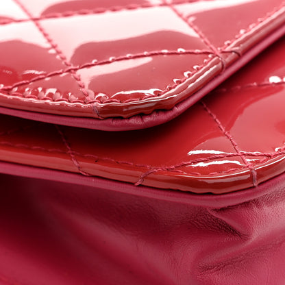 Chanel Patent Calfskin Quilted Wallet On Chain WOC Pink 12 of 14