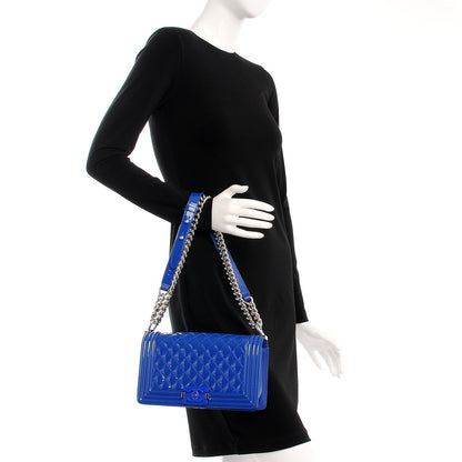 Chanel Patent Calfskin Medium Plexiglass Boy Flap Blue 3 of 9