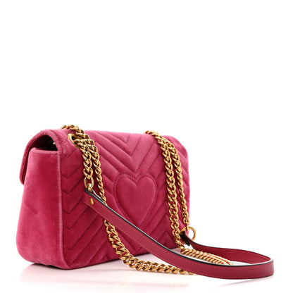 Gucci Velvet Matelasse Small GG Marmont Shoulder Bag Light Raspberry Rose 2 of 10