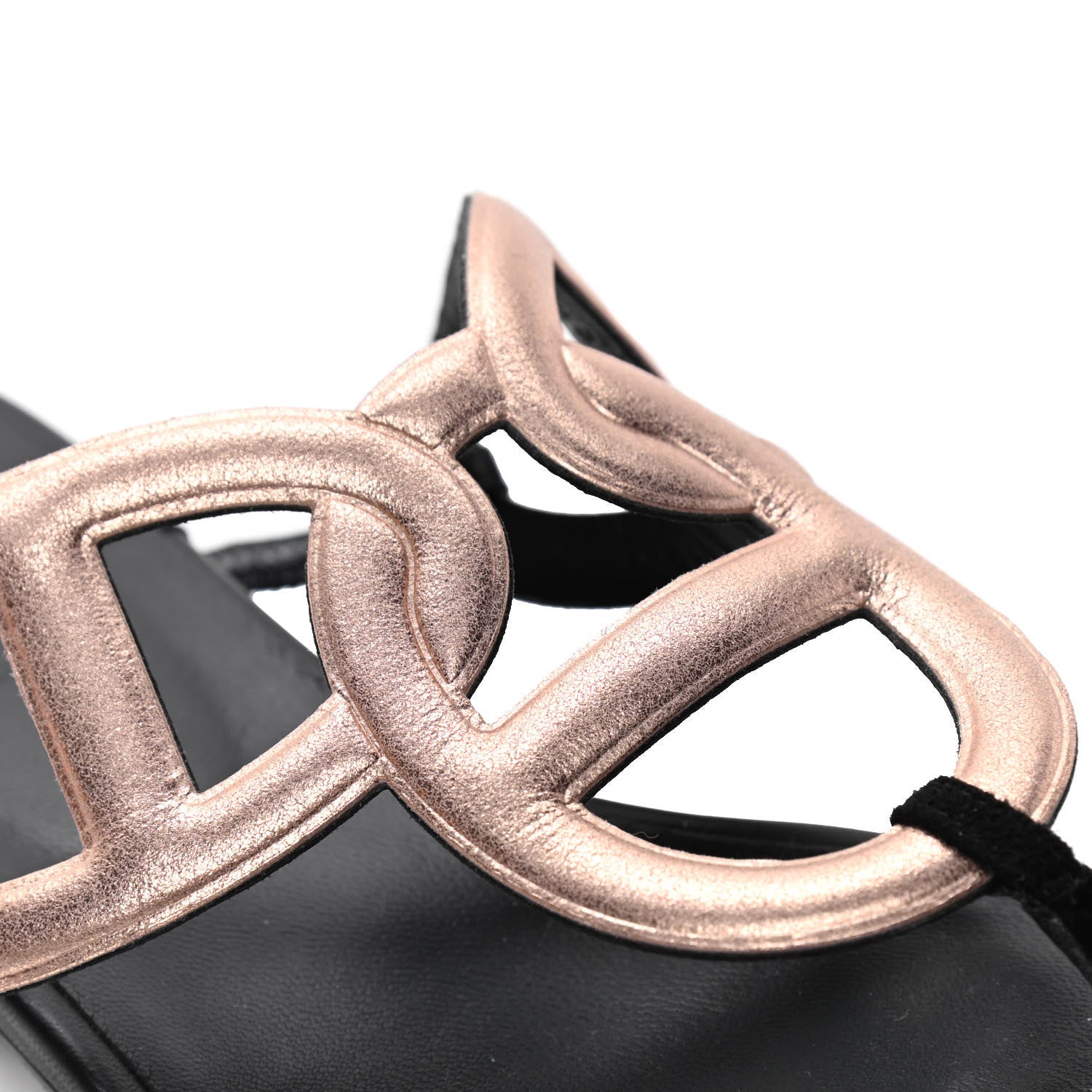 Hermes Metallic Suede Goatskin Beach Sandals 39 Black Or Rose 5 of 5