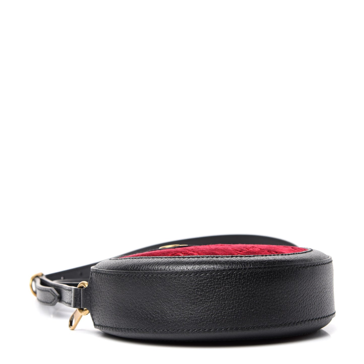 Velvet GG Monogram Textured Calfskin Round Shoulder Bag Red Cipria Black