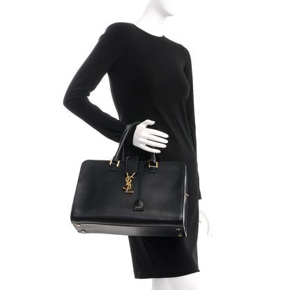 Saint Laurent Smooth Calfskin Medium Monogram Cabas Black 3 of 8