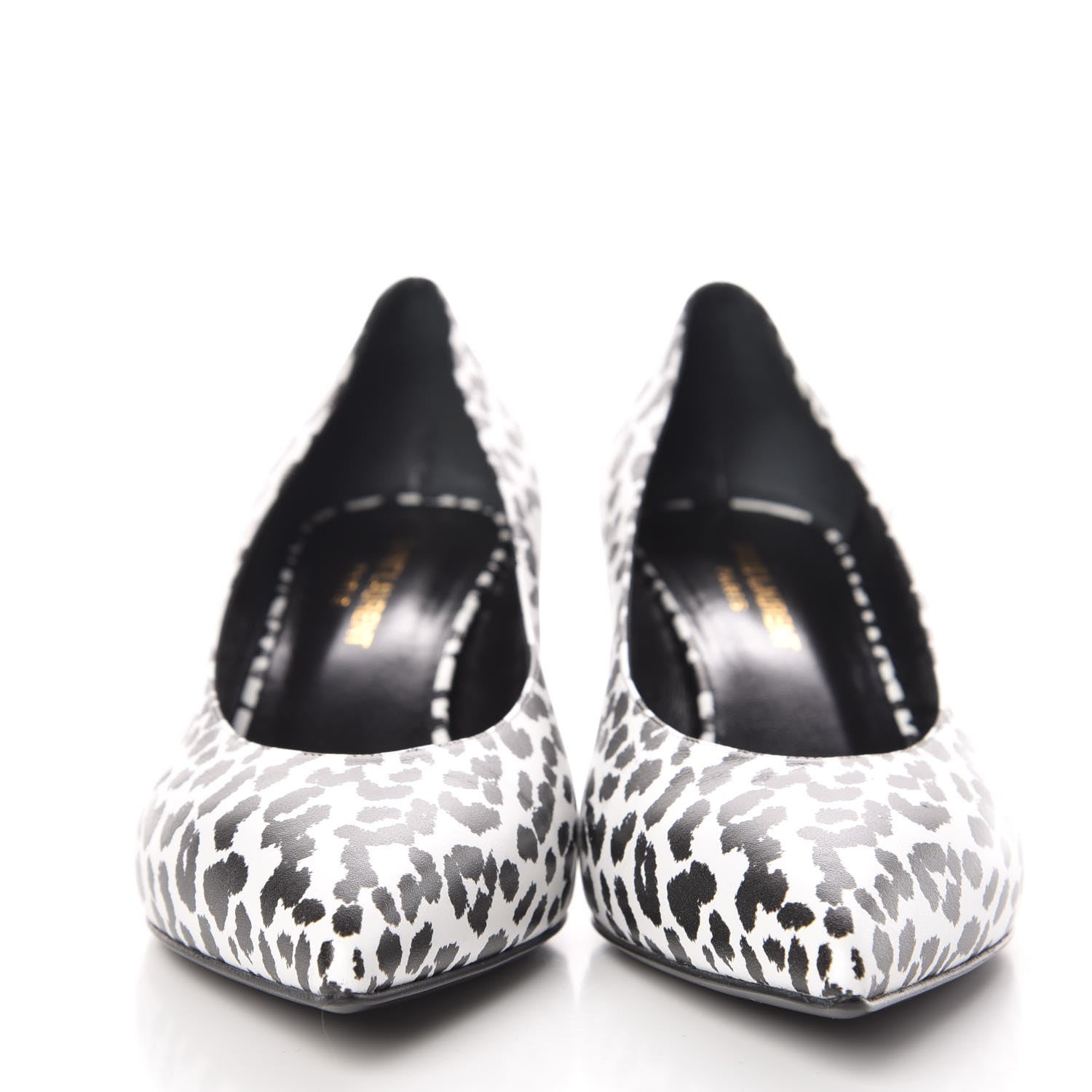 Saint Laurent Soft Calfskin Baby Cat Paris 50 Pumps 38.5 Bianco White Black 2 of 12