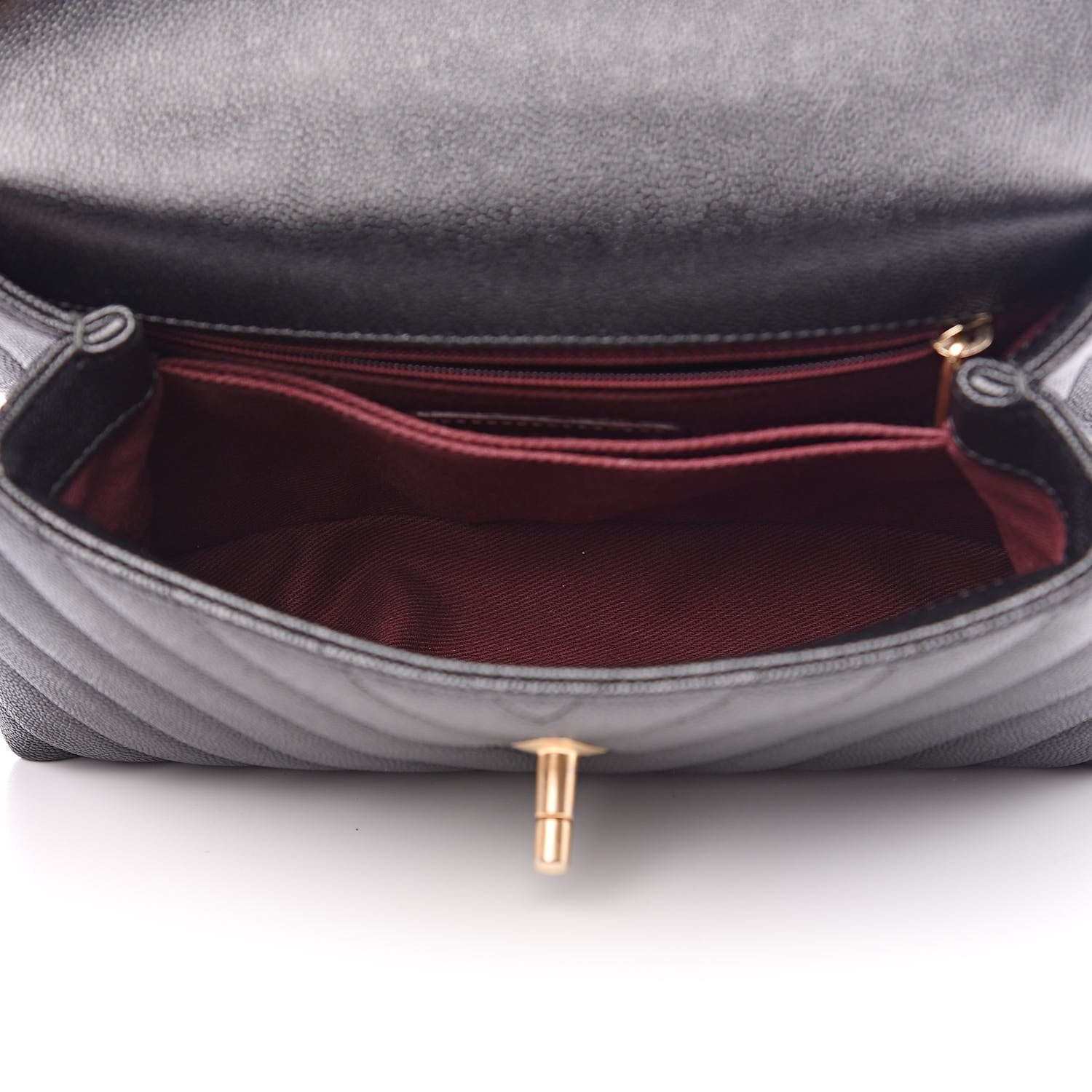 Chanel Caviar Chevron Quilted Mini Coco Handle Flap Black 5 of 10