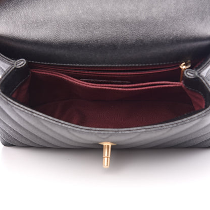 Chanel Caviar Chevron Quilted Mini Coco Handle Flap Black 5 of 10